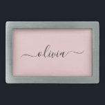 Blush Dusty Pink Modern Script Girly Monogram Name Belt Buckle<br><div class="desc">Blush Dusty Pink Simple Script Monogram Name Belt Buckle. This makes the perfect graduation,  sweet 16 16th,  18th,  21st,  30th,  40th,  50th,  60th,  70th,  80th,  90th,  100th birthday,  wedding,  bridal shower,  anniversary,  baby shower or bachelorette party gift for someone that loves glam luxury and chic styles.</div>