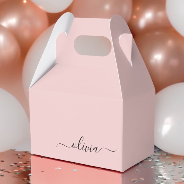 Blush Dusty Pink Modern Script Girly Monogram Name Favour Box (Creator Uploaded)