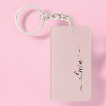 Blush Dusty Pink Modern Script Girly Monogram Name Key Ring<br><div class="desc">Blush Pink - Dusty Pink Simple Script Monogram Name Keychain. This makes the perfect sweet 16 birthday,  wedding,  bridal shower,  anniversary,  baby shower or bachelorette party gift for someone that loves glam luxury and chic styles.</div>