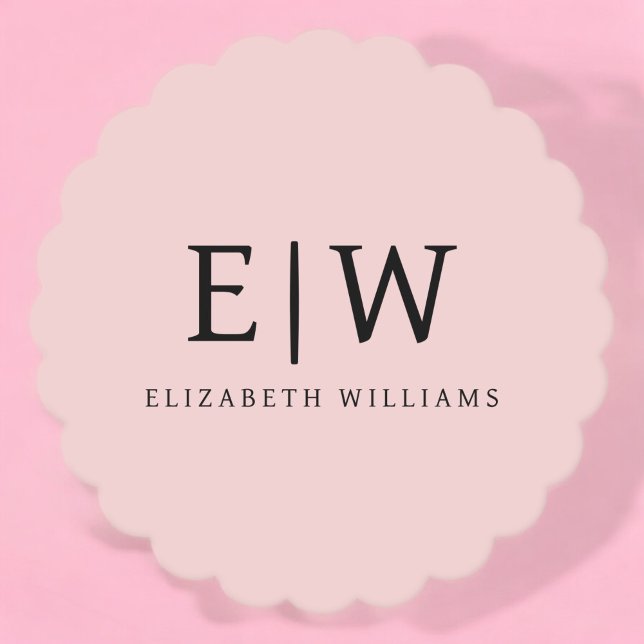 Blush Dusty Pink Modern Script Girly Monogram Name Paper Coaster (Creator Uploaded)