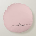 Blush Dusty Pink Modern Script Girly Monogram Name Round Cushion<br><div class="desc">Blush Dusty Pink Simple Script Monogram Name Pouf Pillow. The pillow makes the perfect sweet 16 birthday,  wedding,  bridal shower,  baby shower or bachelorette party gift for someone decorating her room in rose gold.</div>