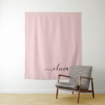 Blush Dusty Pink Modern Script Girly Monogram Name Tapestry<br><div class="desc">Black and Blush Dusty Pink Simple Script Monogram Name and Initial Tapestry. This makes the perfect sweet 16 birthday,  wedding,  bridal shower,  anniversary,  baby shower or bachelorette party gift for someone that loves glam luxury and chic styles.</div>