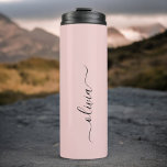Blush Dusty Pink Modern Script Girly Monogram Name Thermal Tumbler<br><div class="desc">Blush Dusty Pink Monogram Name Drink Tumbler. This makes the perfect sweet 16 birthday,  wedding,  bridal shower,  anniversary,  baby shower or bachelorette party gift for someone that loves glam luxury and chic styles.</div>