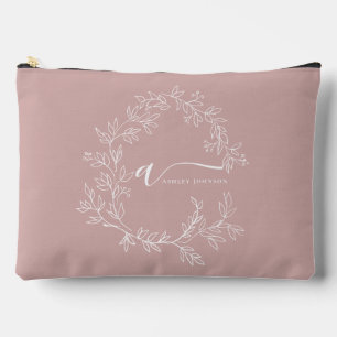 Blush Dusty Pink Monogram Name Girl's Script Accessory Pouch