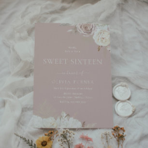 Blush & Dusty Pink Sweet Sixteen 16th Birthday Invitation