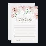 Blush Dusty Pink Watercolor Flowers Bridal Shower Advice Card<br><div class="desc">Give your advice and well wishes to the bride-to-be with this elegant floral advice card. It features watercolor garland of mauve blush pink flowers and greenery with an elegant script. Personalise by adding the bride's name. This blush pink bridal shower advice card is perfect for spring and fall showers.</div>