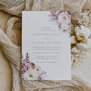 Blush Dusty Rose Elegant Floral Wedding  Invitation