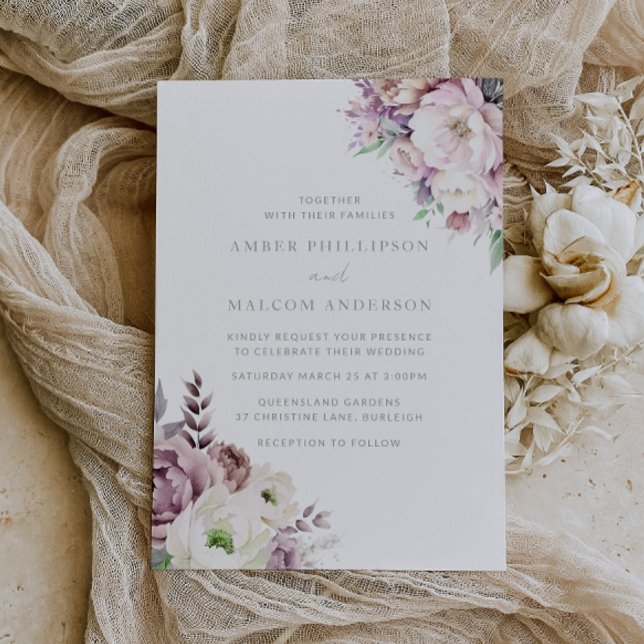 Blush Dusty Rose Elegant Floral Wedding  Invitation (Creator Uploaded)