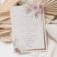 Blush & Dusty Rose Floral Wedding Rose Gold Border