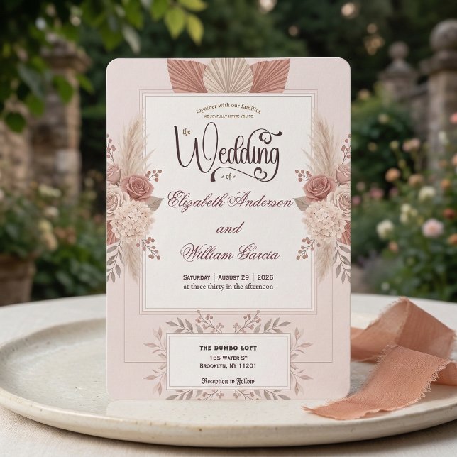 Blush Dusty Rose Garden Romance Wedding   Invitation (Creator Uploaded)