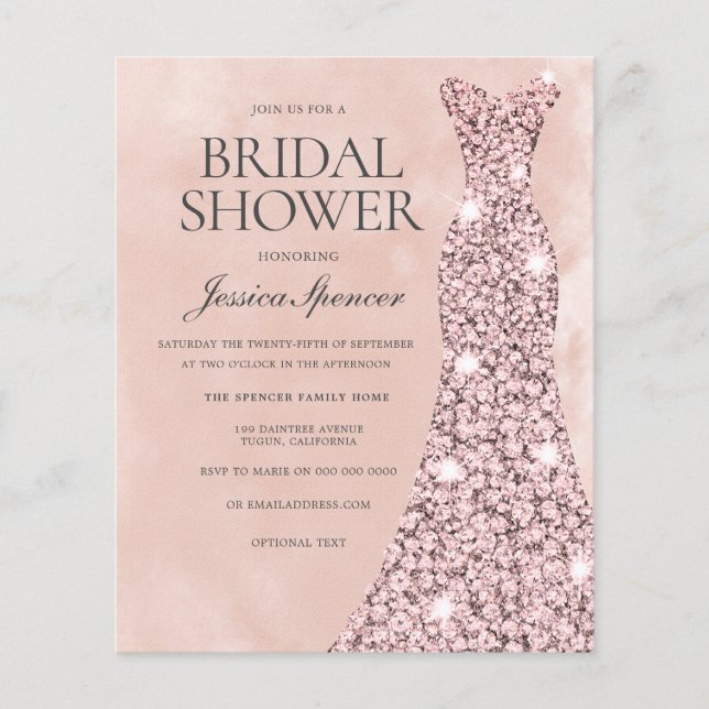 Blush Dusty Rose Gold Dress Budget Bridal Shower (Front)