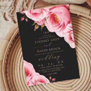Blush Dusty Rose Modern Trendy Wedding Invitation