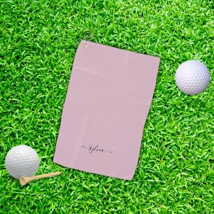 Blush Dusty Rose Pink Modern Girly Monogram Name Golf Towel