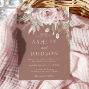 Blush & Dusty Roses Boho Wedding Invitation