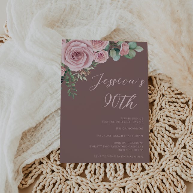 Blush Elegance 90th Birthday Party Invitation (Creator Uploaded)