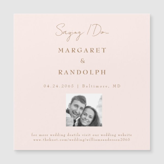Blush Elegance Wedding Save the Date Magnet (Front)