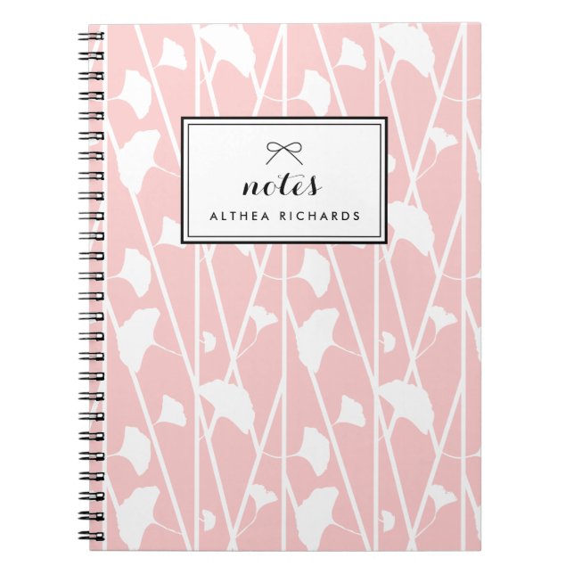 Blush Elegant Floral Vines Pattern Personalised Notebook (Front)