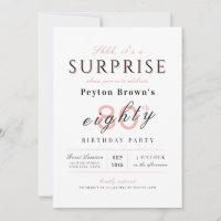 Blush elegant modern classy surprise 80th birthday