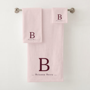 Blush Elegant Monogram Bath Towel Set