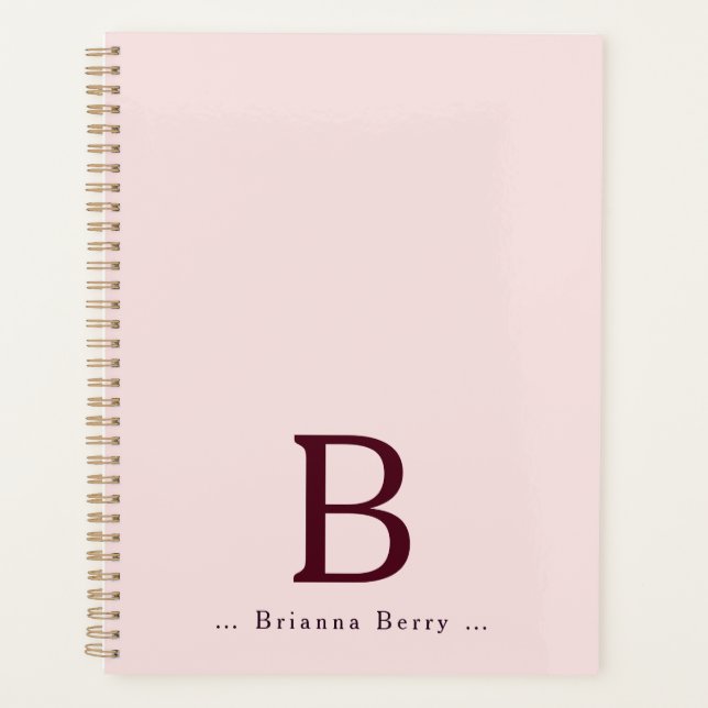 Blush Elegant Monogram Name Planner (Front)