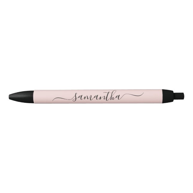 Blush Elegant Swash Signature Name Black Ink Pen (Front)