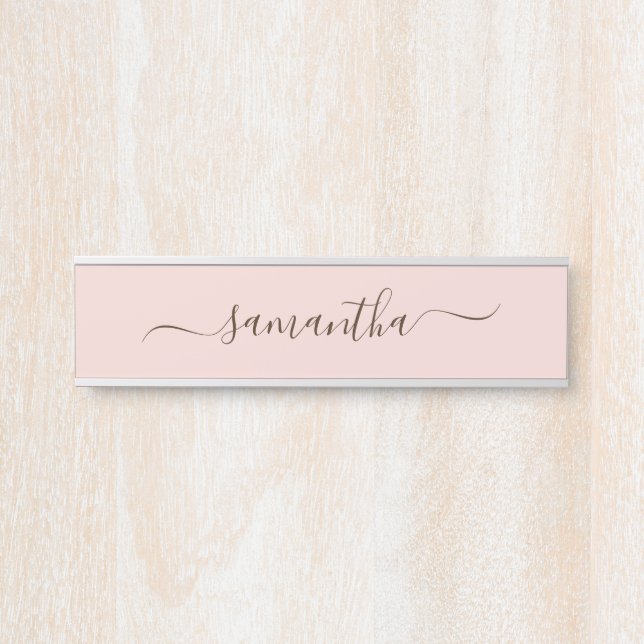 Blush Elegant Swash Signature Name Door Sign (Front)
