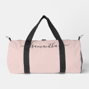 Blush Elegant Swash Signature Name Duffle Bag