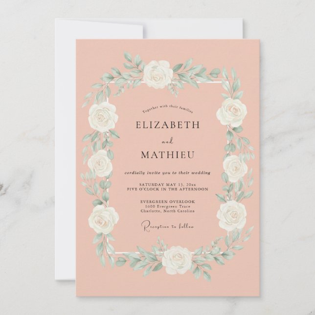 Blush Ethereal Botanical Wedding Invitation (Front)
