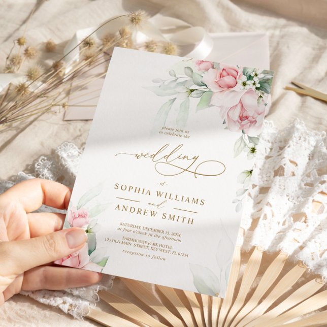 Blush & Eucalyptus Floral Wedding Invitation (Creator Uploaded)
