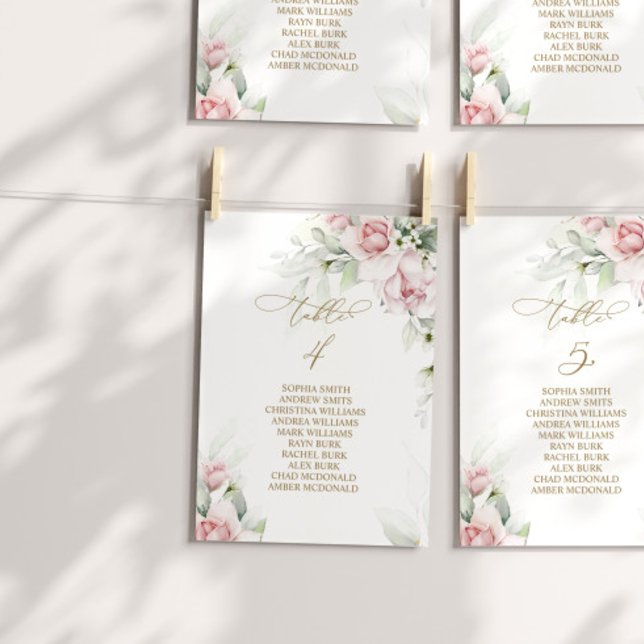 Blush & Eucalyptus Table Number 4 Seating Chart (Creator Uploaded)