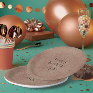 Blush Faux Linen (linen look) Paper Plate