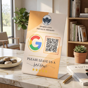 Blush Feminine Review QR Code Business with Logo Pedestal Sign