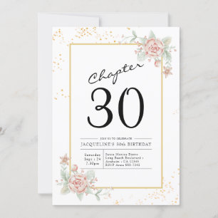 Blush Floral 30th Birthday Invitation
