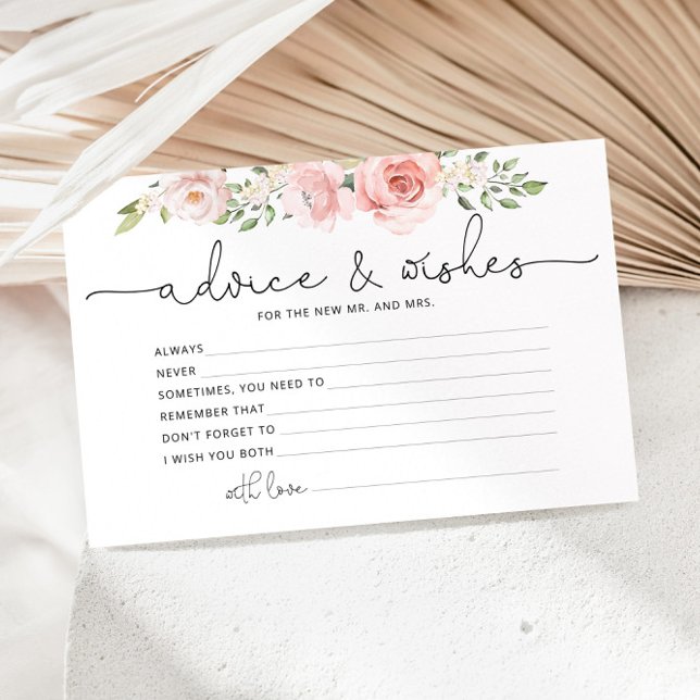 Blush floral advice and wishes bridal shower stationery (Creator Uploaded)