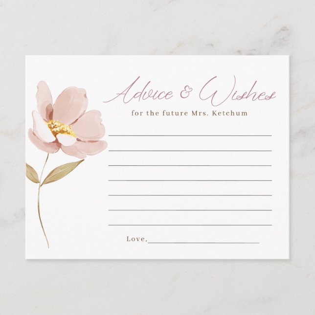 Blush Floral Advice and Wishes Card (Front)