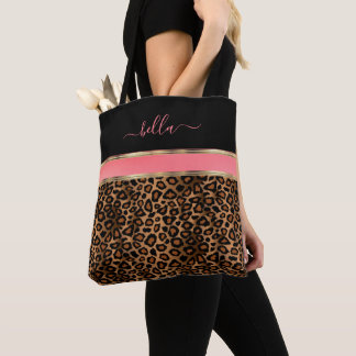 Blush, Floral and Leopard Pattern Tote Bag