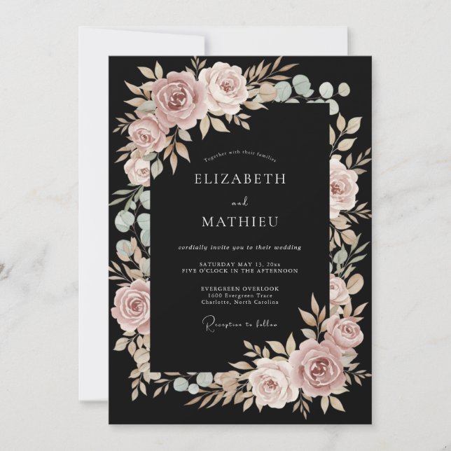 Blush Floral Arch Romance Wedding Invitation (Front)