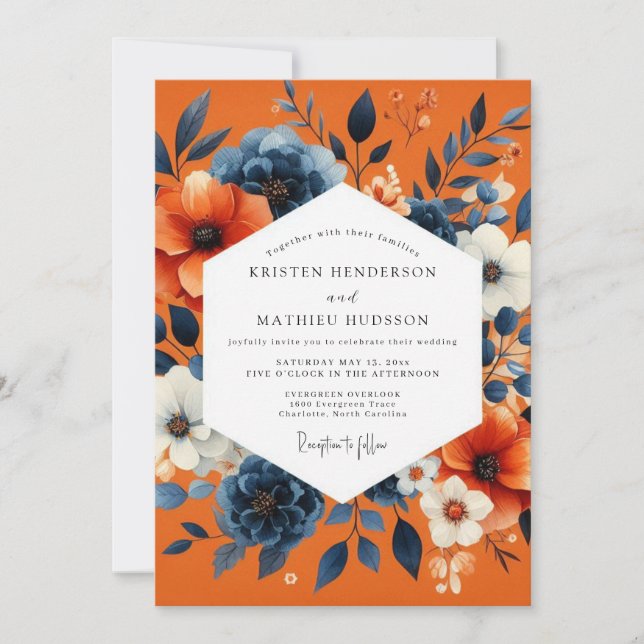 Blush Floral Autumn Romance Wedding Invitation (Front)
