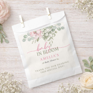 Blush Floral Baby in Bloom Baby Girl Shower  Favour Bag