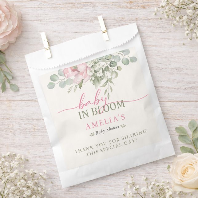 Blush Floral Baby in Bloom Baby Girl Shower  Favour Bag (Blush Floral Baby in Bloom Baby Girl Shower Favor)