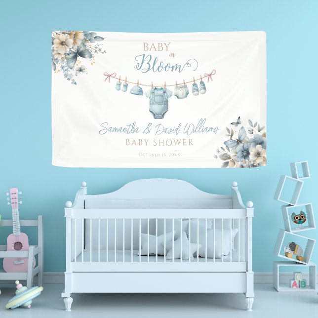 Blush Floral Baby in Bloom Garden Baby Shower Banner (Creator Uploaded)