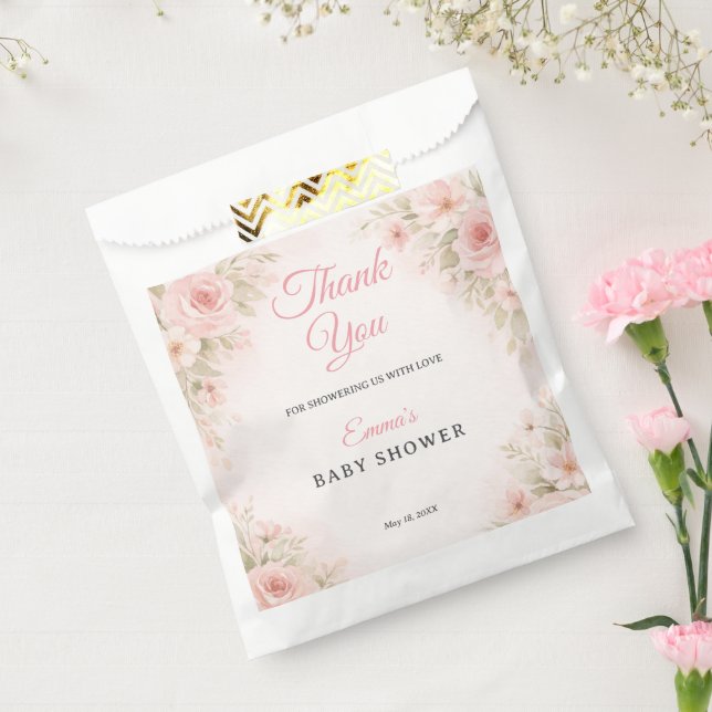 Blush Floral Baby in Bloom Thank You Favour Bag (Sealed)