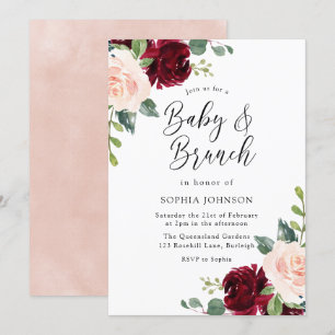 Blush Floral Baby Shower Baby & Brunch Invitation