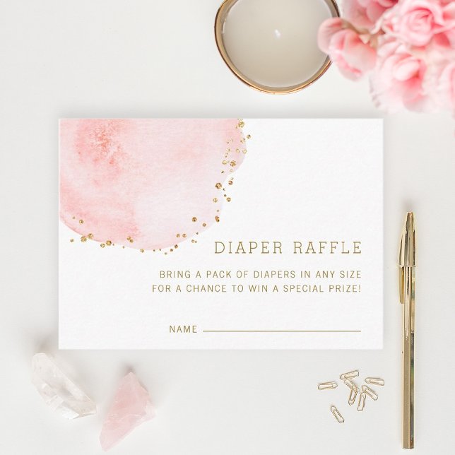 Blush Floral Baby Shower Diaper Raffle Ticket Enclosure Card (Creator Uploaded)