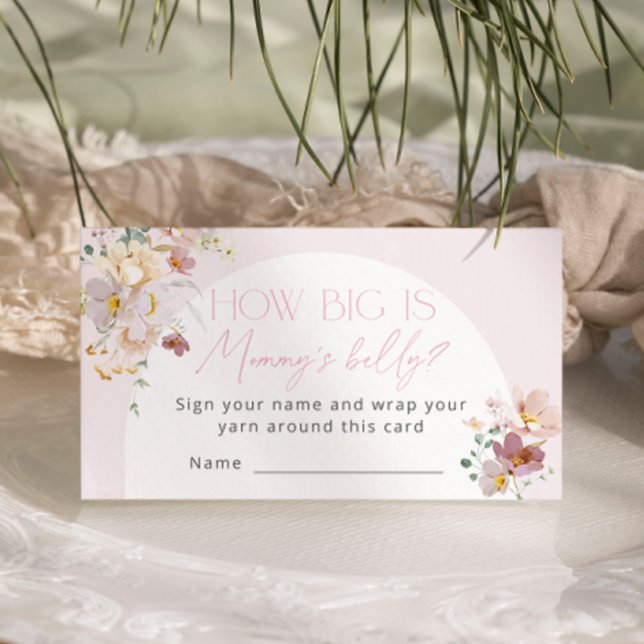 Blush Floral Baby Shower How Big is Mummy’s belly  Enclosure Card (Creator Uploaded)