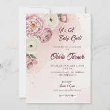 Blush Floral Baby Shower Invitation with Elegance