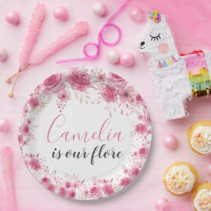 Blush Floral Baby Shower Paper Plate
