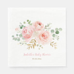 Blush Floral Baby Shower Personalised Napkins