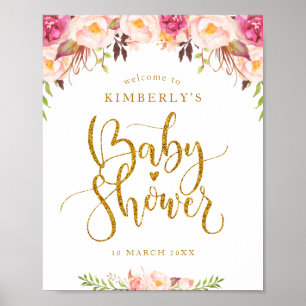 blush floral baby shower welcome sign