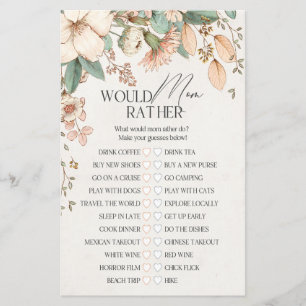 blush floral baby shower would mum rather game